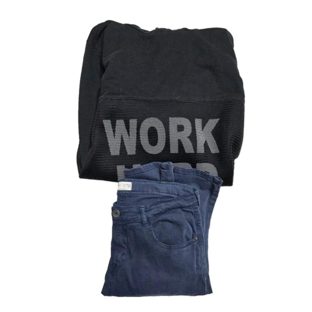 Zara Boys Lot Of 2 Black Blue Jeans‎ And Hoodie  13-14 Lot Of 2
